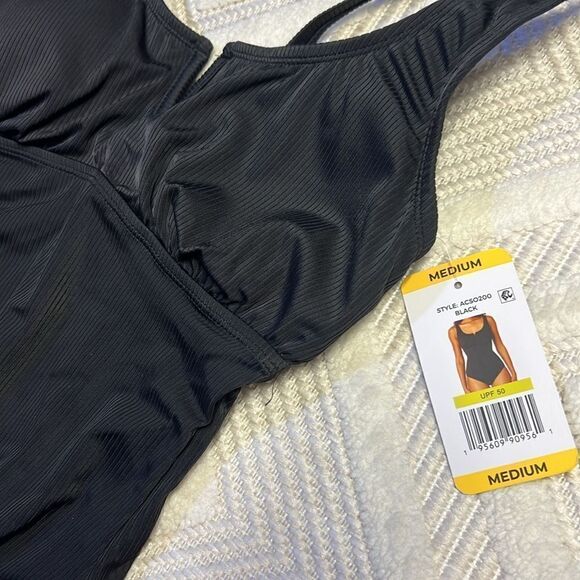 Anne Cole - Square Neck Ribbed Texture One Piece Swimsuit - Picture 7 of 8